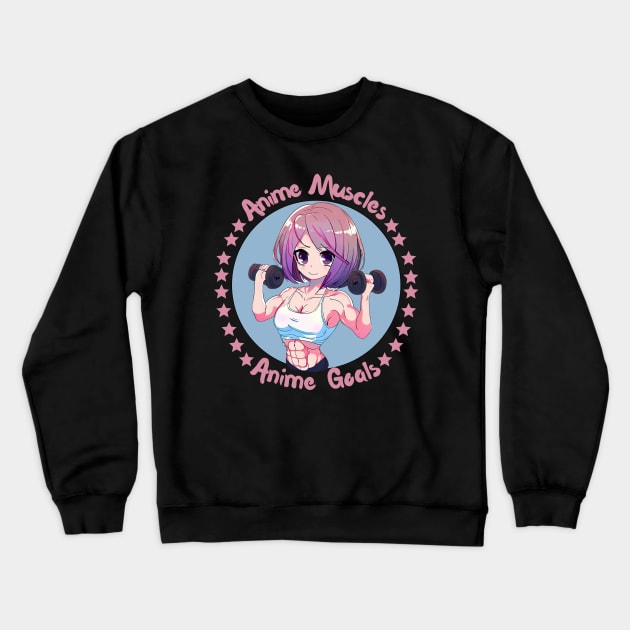 Gym girl Anime Body builder woman Crewneck Sweatshirt by Japanese Fever